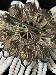 Vintage Miriam Haskell Daisy Brooch Retro Flower Power Wired Glass Seed Bead Pin