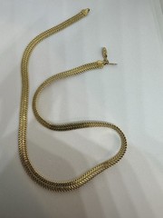 Napier Gold Tone Thick Flat Chain Necklace Lobster Claw Clasp Slinky Chain