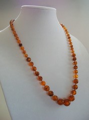 Art Deco Baltic Amber Necklace – Graduated Beads with Inclusions – Circa 1925