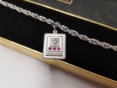 Vintage General Motors Pink Gems 12k White Gold Filled Service Award Bracelet 7″