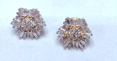Vintage 10k Yellow Gold 1.00ct Diamond Snowflake Pierced Post Stud Earrings