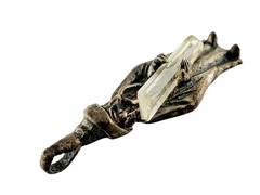 Designer Vintage Sterling Silver Wizard Holding Quartz Crystal Pendant 5g 1.5 In