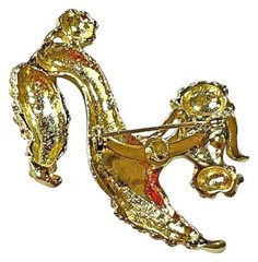 Vintage LOT of 2 w/ Gerry’s Poodle Green Rhinestone Eyes Gold Tone Brooch Signed