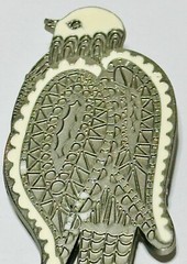 Vintage Neiman Marcus Silver Tone White Enameled Bird Scarf Clip 3.5 In