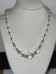 Vintage Graduated Clear Faceted Cut Czech Crystal Bead Strand Necklace 16” Chain