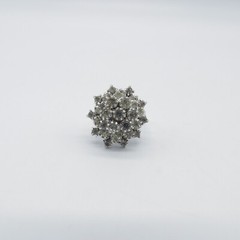 VTG Tammey Jewels Clear Rhinestone Princess Ring Sz 5.25 Adjustable Silver Tone