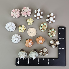 Vintage Cluster Clip On Earrings Lot of 8 Lisner Jonne Sugared Glass Acrylic