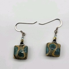 Fabulous Artisan Art Glass bead earrings pierced dangle