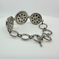 Silver Tone Red White Rhinestone Collegiate Fan Bracelet Ohio Sports Team Boho