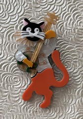 Cat vintage style acrylic large brooch pin
