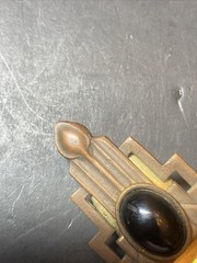 Vintage Art Deco Brass Toned & Black Pendant Statement Jewelry
