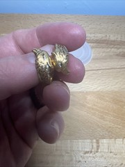 VTG Spain Damascene Metal Coiled Ring Double Eagle Head Scroll-work Golden-color