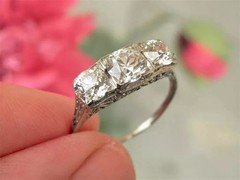 3.00Ct Art Deco Style Lab Created Diamond Three-Stone Wedding 925 Silver Ring
