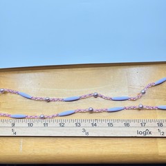Vintage Lavender Purple Beaded Strand Necklace Long Boho Faux Pearl Mixed Beads