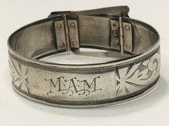 Art Nouveau Sterling Silver Floral Buckle Bracelet Monogram MAM Hallmarked