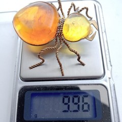 Vintage Spider Brooch Amber Color Resin. Made in the USSR