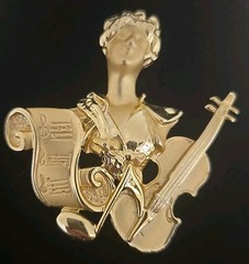 Vintage AJC Instruments gold tone Brooch Hollywood Regency 2.5 Inches VG