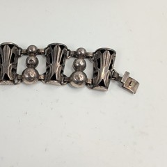 Vintage Taxco Mexico 925 Sterling Silver Modernist Bead Panel Bracelet 40g