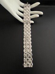 BOUCHER Signed 7804B Silver Hexagon Link Wide Gate Panel Bracelet Safety Chain 7