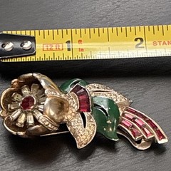 Vintage Patent-Number Trembler Figural Flower Clip / Brooch 1940s