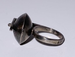 MID CENTURY MODERN ART DECO STERLING SILVER RING HALLMARKS Space Age Atomic