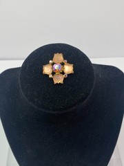Mid‑Century Satin‑Frost Tulip Brooch Rare Boutique Floral AB Firestone Center