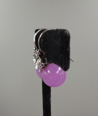 Sterling Silver Flower Lavender Jade & Amethyst 11.4mm Earrings