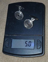 Vtg ’20s Belais 14K White Gold Front Cufflinks Art Deco SNOWFLAKE Look Two-Sided