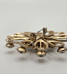 Large Gold Tone Starburst Rhinestone Brooch Clear Crystal Statement Pin Unsigned