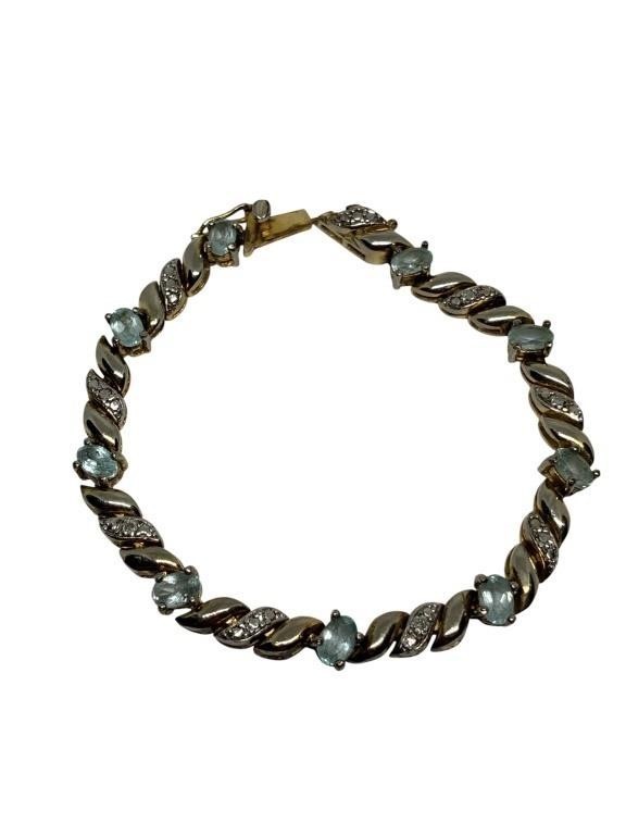Vintage FAS Sterling silver rhinestone bracelet 7 1/2 inches lg 15.5 grams 925