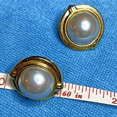 Carol Lee Signed Post Earrings Faux Iridescent Pearl Gold-Tone Vintage