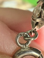 Antique Sterling Silver Prong Set Silver Backed Georgian Paste Necklace 15.5 In.