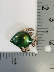 Vintage AAI Rhinestone Eye Enamel Fish Pin Brooch Marked