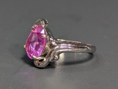 Vintage Clark & Coombs Sterling Silver Pink Topaz Ring Size 5.75
