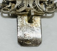 Antique European 800 Silver Filigree Bracelet 7.5 Inches Signed True Vintage