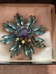 judy lee brooch earring set – Blue & Teal Stones