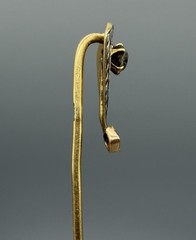 Vintage 14K Yellow Gold Diamond Sapphire Stick Pin Lapel Hat Estate 1.46g