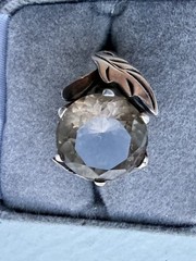 Vintage Sterling Silver Smoky Quartz Crystal Ring Size 7