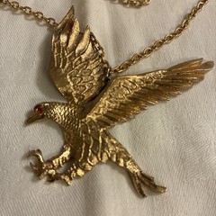 Eagle Pendant gold-tone necklace metal bird of prey 24” Chain 2.5 X 3” Eagle