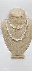 Chip Stone Necklace Transparent Clear Polished stone Vintage 32 in