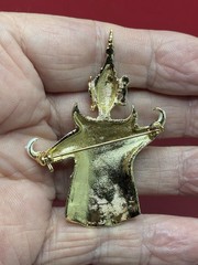 Vintage Siam Thai Dancer Enamel Pin Brooch Gold Tone Rhinestone Rare HTF