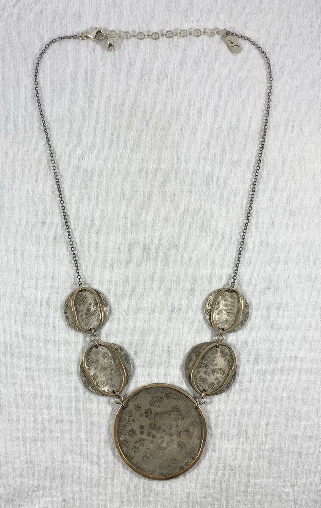 J&I Jessica & Ian Gibson Sterling Silver Copper Modernist Style Necklace 37 Gms