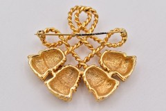 Vintage Gold Knotted Rope Tassel Brooch Pin Celtic Statement Chunky 1980s BinBP