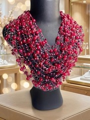 Artisan Stone Collar Necklace Multi Strand Agate stone and crystal
