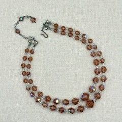 Vintage AB Double Strand Chocker Mauve Glass Mid Century 12-14″ Bohemian Romanti