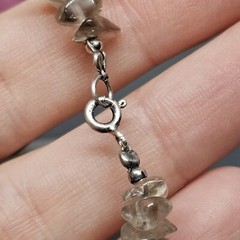 925 Sterling Silver Smoky Quartz Beaded Choker Necklace 17.5″ Chain Gemstone