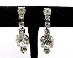 10 Pairs Vintage Fx Turquoise Rhinestone Crystal Screw Back Earrings Lot 925