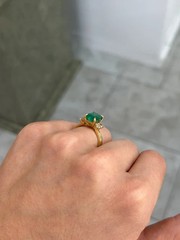 Art Deco 3.80Ct Natural Emerald Vintage Wedding Ring Set 14K Yellow Gold FN