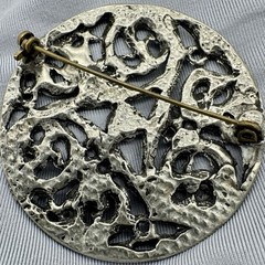 VTG Pewter Celtic Triskellion Design Swirl Brooch Silver Tone 2”