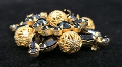 Vtg Verified Juliana Jet Black Rhinestone Filigree Ball Brooch Pin